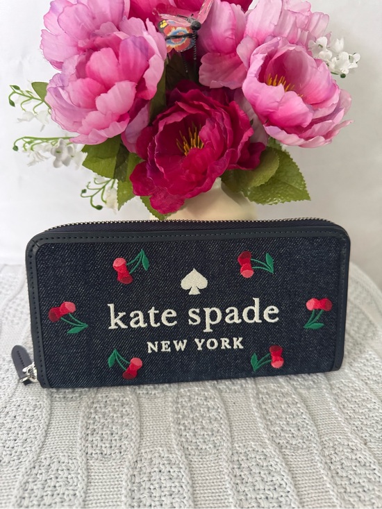 kate spade Handbags - Kate Spade NWOT denim cherry long zip around wallet